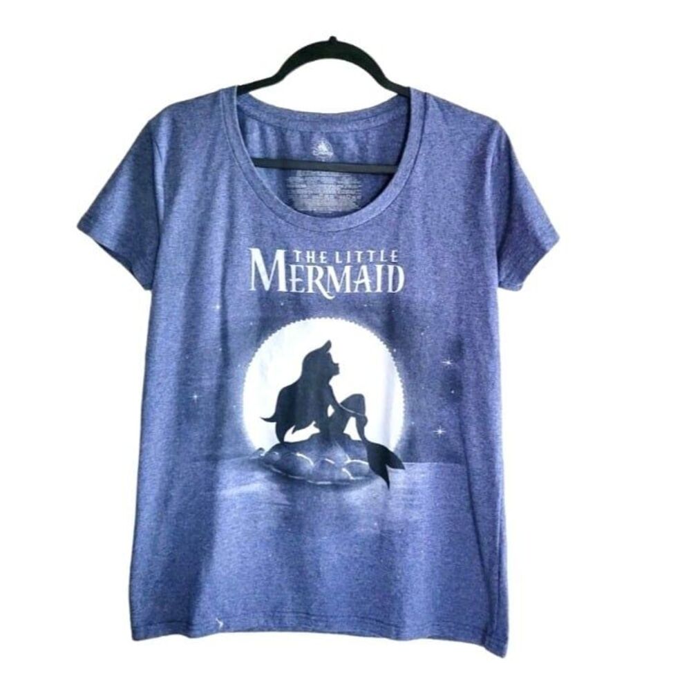 Disney Womens Top Grey S Little Mermaid Graphic Short Sleeve Scoop Neck  T-Shirt